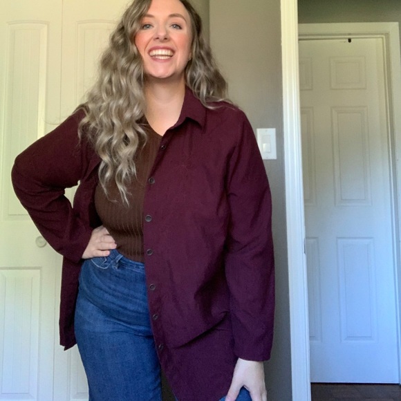 Vintage Jackets & Blazers - 2/$18 VINTAGE / Burgundy / Button Down / Shacket